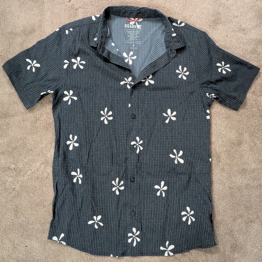Roark Blue and White Floral Button Down Shirt